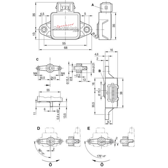 Kaasun asentoanturi, TPS, Bosch 0280 122 001 Kaasun asentoanturi, TPS, Bosch 0280 122 001