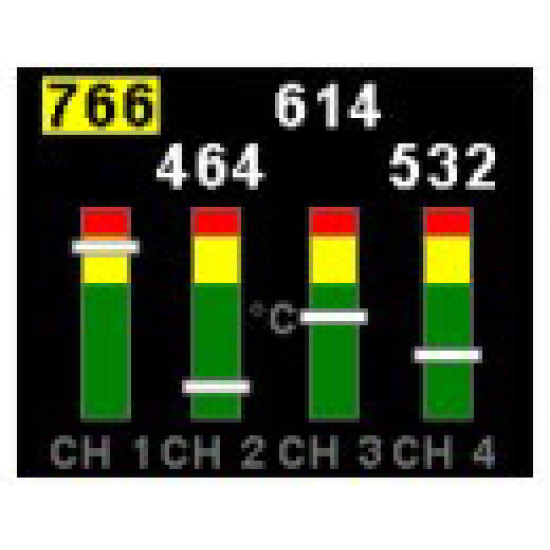 MGL Avionics TC-4, värinäytöllä 4-kanavainen lämpömittari